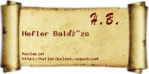 Hefler Balázs névjegykártya